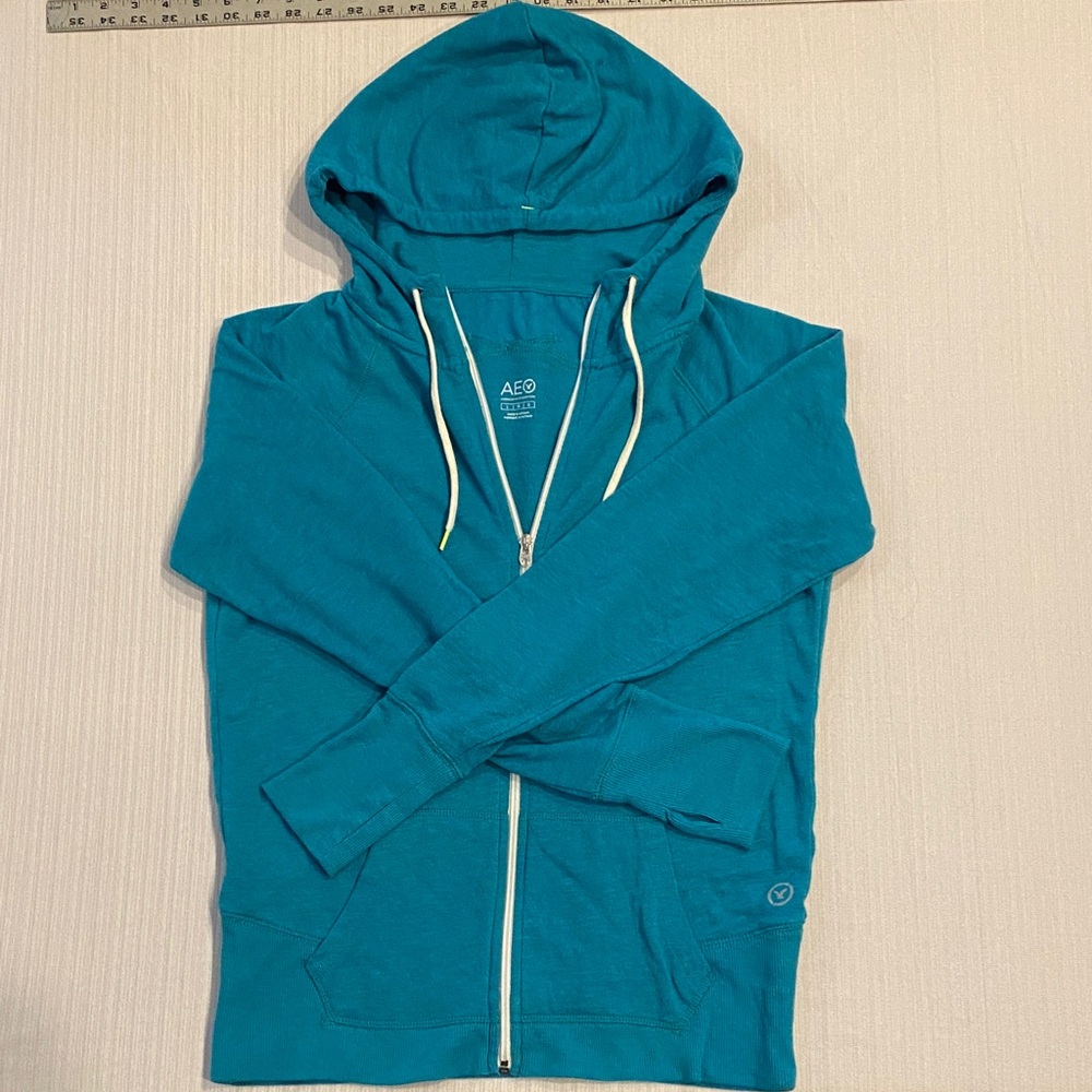American Eagle Outfitters Turquoise Zip-Up Hoody Jacket